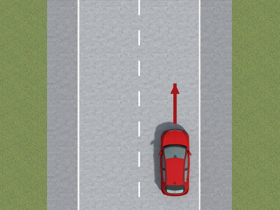 Under normal circumstances, the bright red car must keep to the right lane. Driving or remaining in the left lane without a valid reason is an offence.